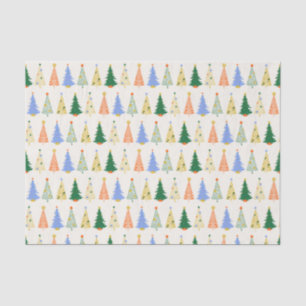 Cute Christmas Trees Red Green Boho Tissue Paper