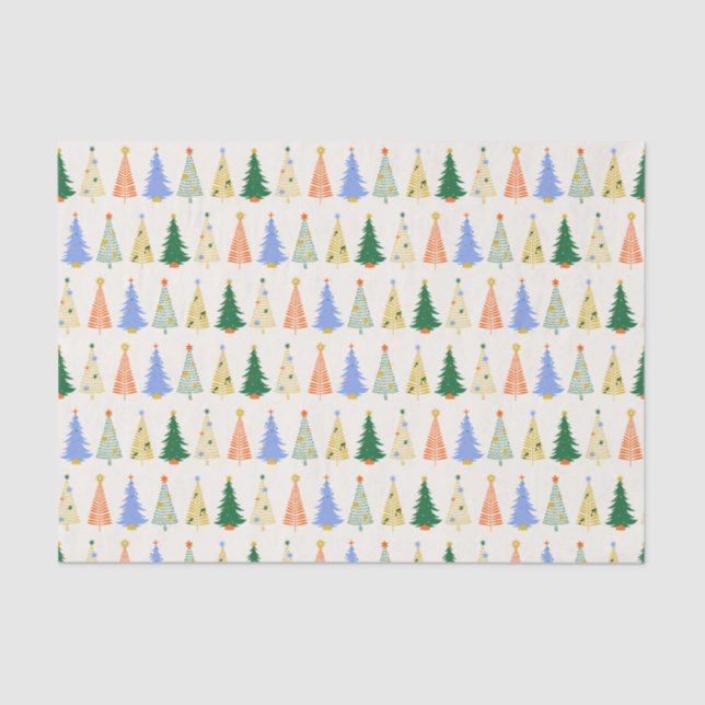 Cute Christmas Trees Red Green Boho  Tissue Paper (Front)