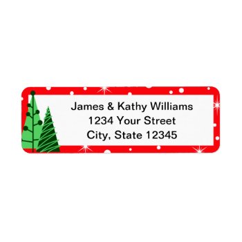 Cute Christmas Trees Return Address Label Stickers by thechristmascardshop at Zazzle