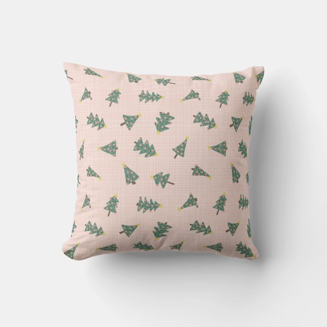 Cute Christmas Trees  Throw Pillow (Front)