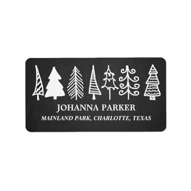 Cute Christmas Trees Vintage Chalkboard Holiday Label