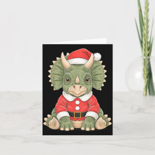 Cute Christmas Triceratops Santa Dinosaur  Card