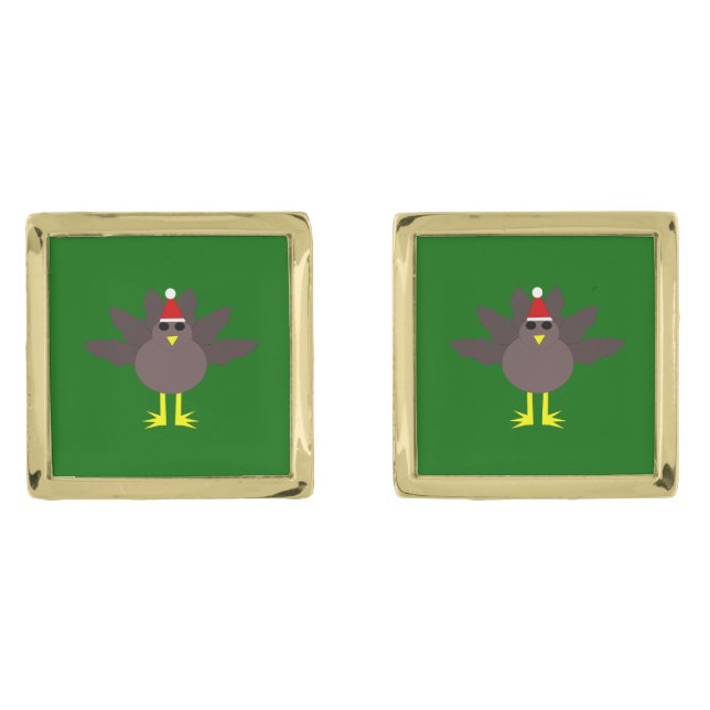 Cute Christmas Turkey Cufflinks (Front)