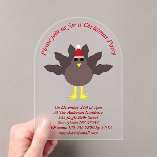 Cute Christmas Turkey Custom Acrylic Invitations