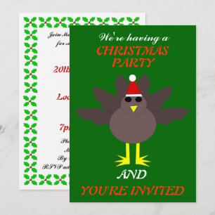 Cute Christmas Turkey Custom Party Invites