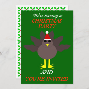 Cute Christmas Turkey Custom Party Invites