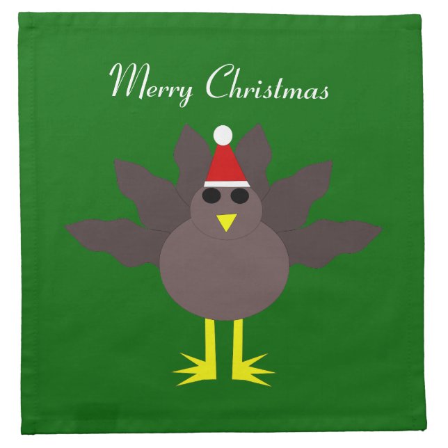 Cute Christmas Turkey Custom Party Napkin (Front)