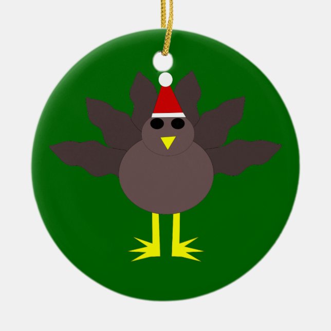 Cute Christmas Turkey Ornament (Front)