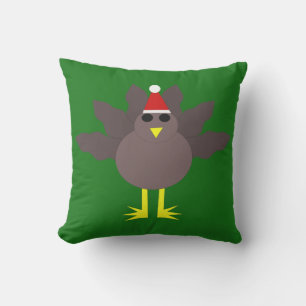 Cute Christmas Turkey Outdoor Pillow