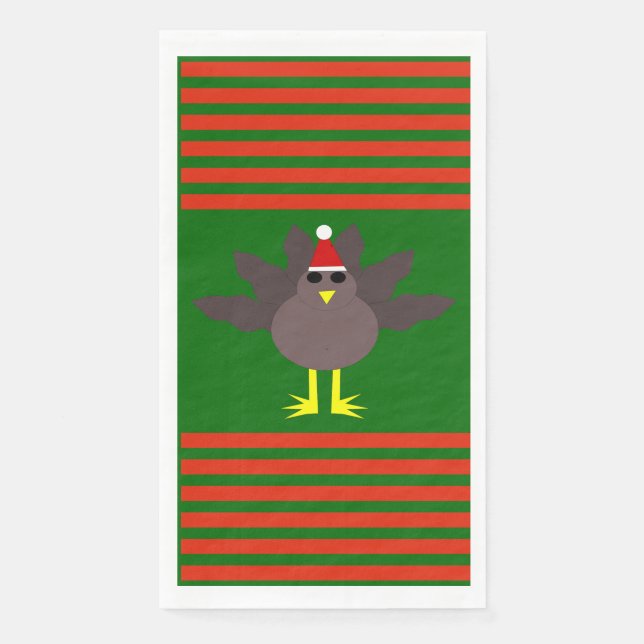 Cute Christmas Turkey Paper Guest Towels (Front)