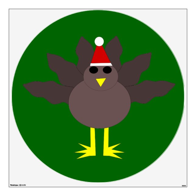 Cute Christmas Turkey Wall Decal (Front)