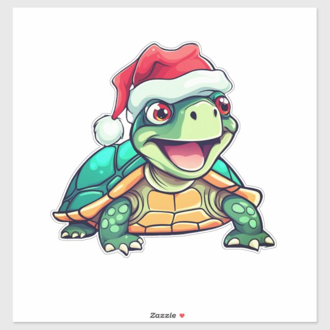 Cute Christmas Turtle - Funny Holiday Animal Art  Sticker (Sheet)