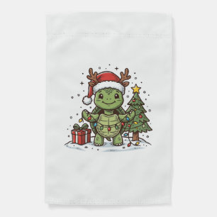 Cute Christmas Turtle Vintage Engraving Shirt Desi Garden Flag