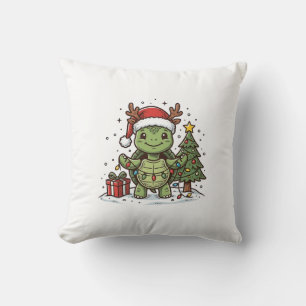 Cute Christmas Turtle Vintage Engraving Shirt Desi Throw Pillow