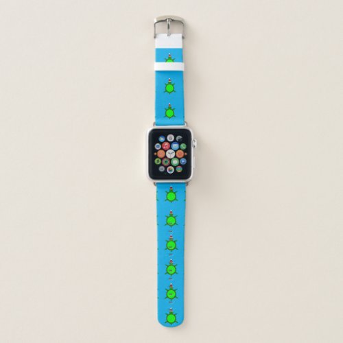 Cute Christmas Turtle with Flowery Shell Apple Watch Band