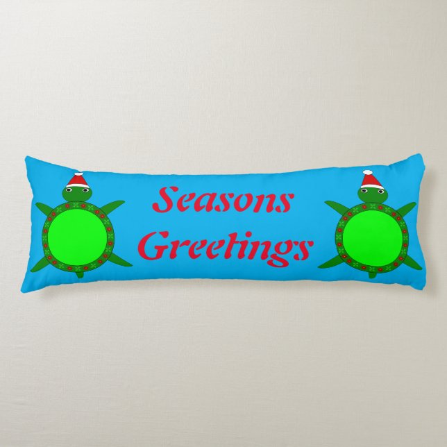 Cute Christmas Turtle with Flowery Shell Custom Body Pillow (Front)
