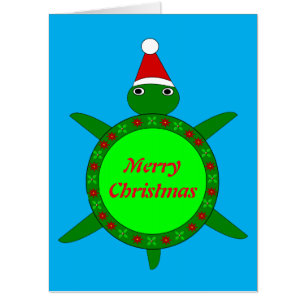Cute Christmas Turtle with Flowery Shell Custom Card