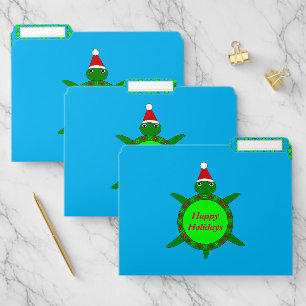 Cute Christmas Turtle with Flowery Shell Custom File Folder