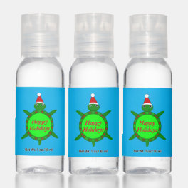 Cute Christmas Turtle with Flowery Shell Custom Hand Sanitizer