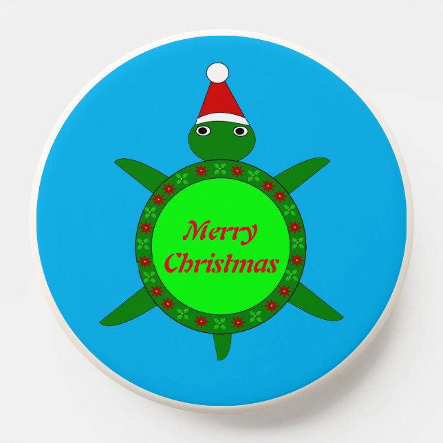 Cute Christmas Turtle with Flowery Shell Custom PopSocket (Popsocket)