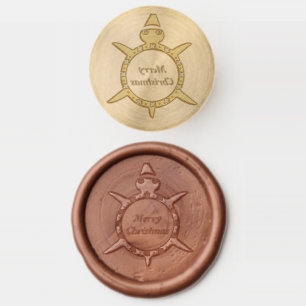 Cute Christmas Turtle with Flowery Shell Custom Wax Seal Stamp