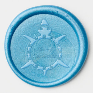 Cute Christmas Turtle with Flowery Shell Custom Wax Seal Sticker