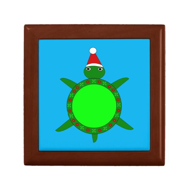 Cute Christmas Turtle with Flowery Shell Gift Box (Front)