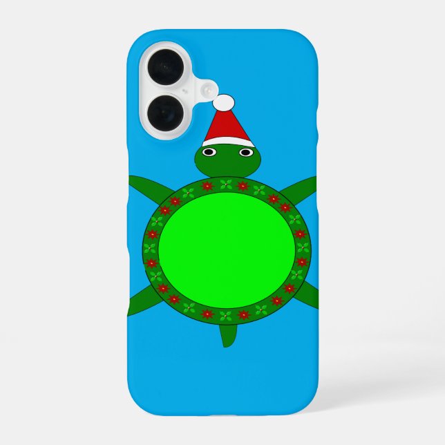 Cute Christmas Turtle with Flowery Shell Iphone Case (Back)