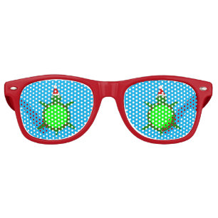 Cute Christmas Turtle with Flowery Shell Retro Sunglasses