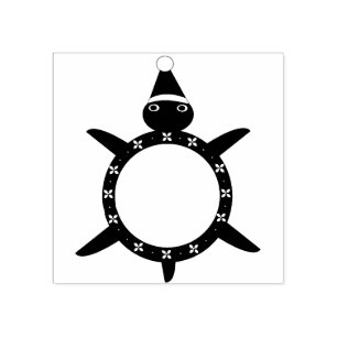 Cute Christmas Turtle with Flowery Shell Rubber Stamp