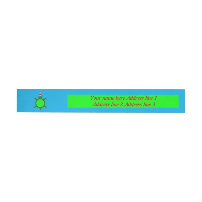 Cute Christmas Turtle with Flowery Shell Wrap Around Label (Individual)