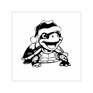 Cute Christmas Turtle With Santa Hat Self-inking Stamp