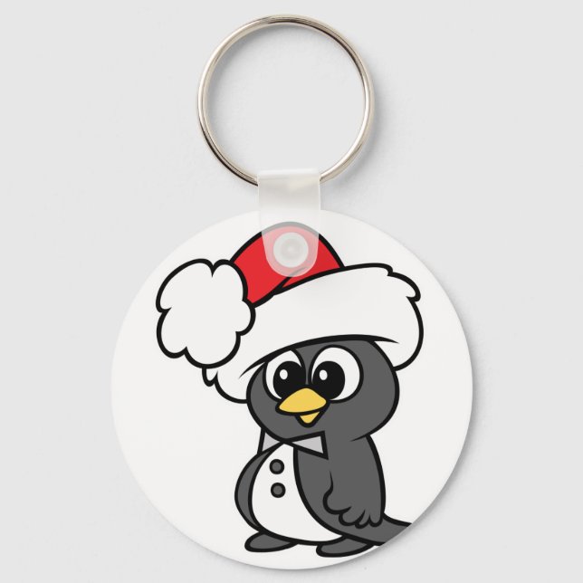 Cute Christmas Tuxedo Penguin Keychain (Front)