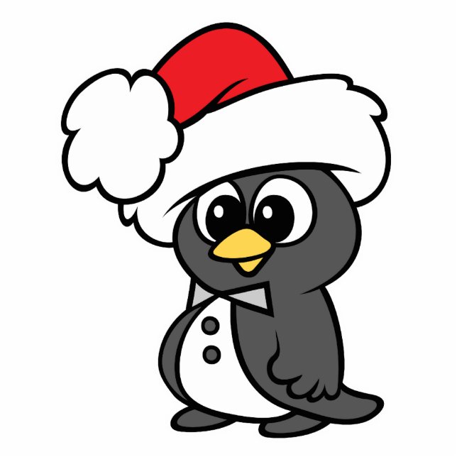Cute Christmas Tuxedo Penguin Statuette (Front)
