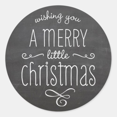 CUTE CHRISTMAS TYPOGRAPHY trendy modern chalkboard Classic Round Sticker