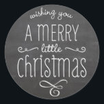 CUTE CHRISTMAS TYPOGRAPHY trendy modern chalkboard Classic Round Sticker<br><div class="desc">A cute sticker design for the festive season. Setup as a template it is easy to customize with your own text - make it yours! Love the design but want to see it altered, in a different color or for a different product to complete your corporate branding? No worries -...</div>