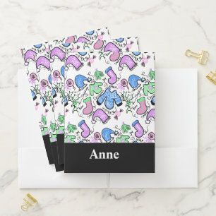 Cute Christmas Ugly Sweater Doodles Swirls Pattern Pocket Folder