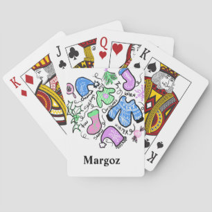Cute Christmas Ugly Sweater Doodles Swirls Pattern Poker Cards