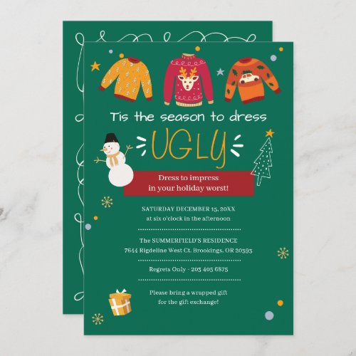 Cute Christmas Ugly Sweater Office Party Invitation