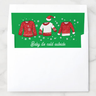 Cute Christmas Ugly Sweater Red And Green Winter Envelope Liner