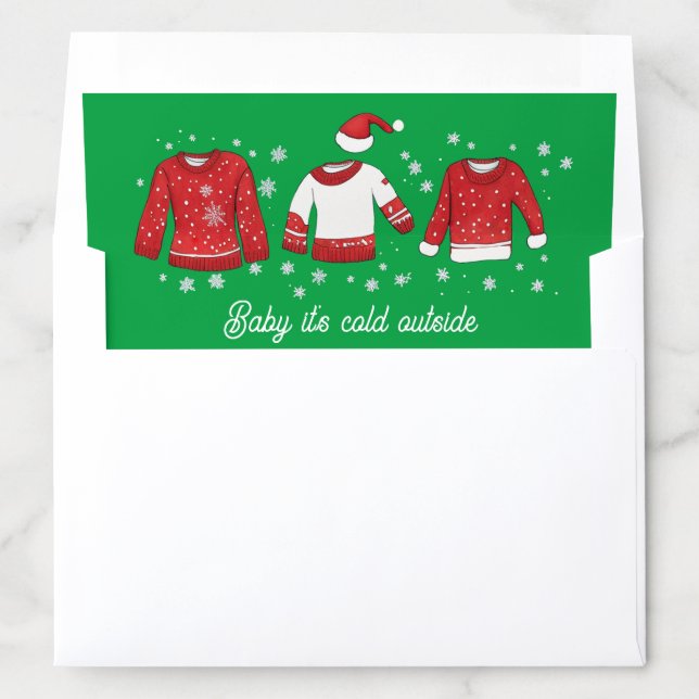Cute Christmas Ugly Sweater Red And Green Winter Envelope Liner (In Envelope)