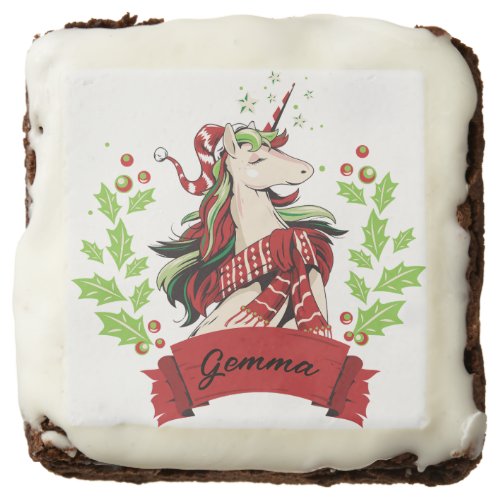 Cute Christmas Unicorn Custom Name       Brownie