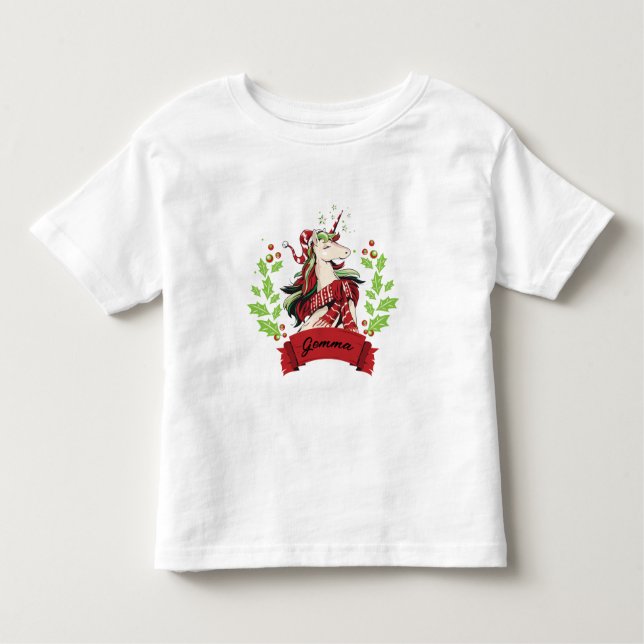 Cute Christmas Unicorn Custom Name      Toddler T-shirt (Front)