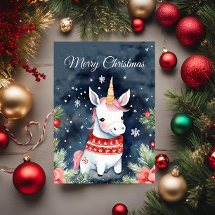 Cute Christmas Unicorn Holiday Greeting Card