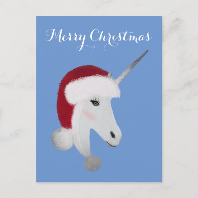 Cute Christmas Unicorn Magical Holiday Postcard (Front)