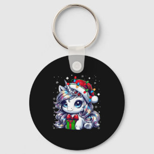Cute Christmas Unicorn Pajama For Girls Women Xmas Keychain