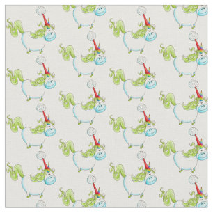 Cute Christmas Unicorn Red Santa Hat Fabric