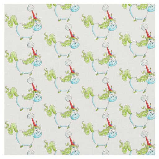 Cute Christmas Unicorn Red Santa Hat Fabric