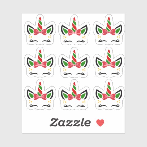 Cute Christmas Unicorn Stickers