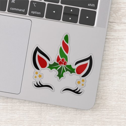 Cute Christmas Unicorn Stickers with Custom Name